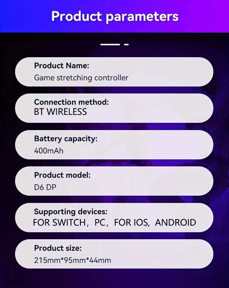 Wireless Mobile Game Controller with Dual Vibration