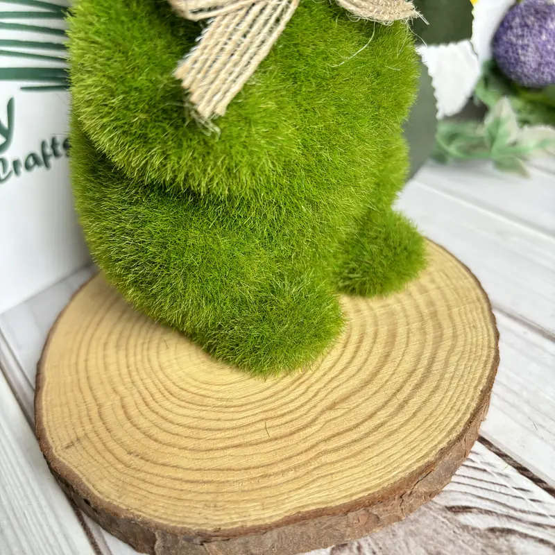 1 Charming Green Flocked Bunny Statue