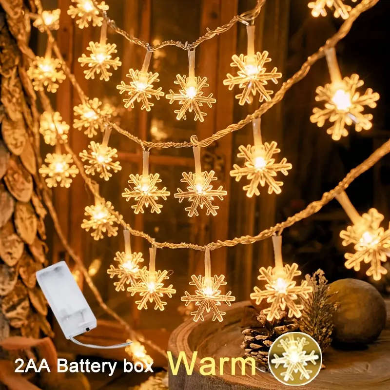 LED Snowflake Light Strings Warm Light 600cm