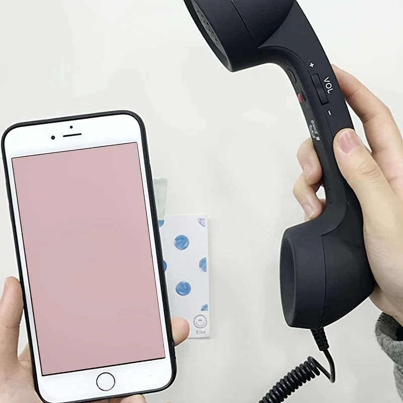 1Pc Retro Style Landline Phone Attachments For Mobile Devices Featuring 3.5Mm Jack Wired Handset Wit