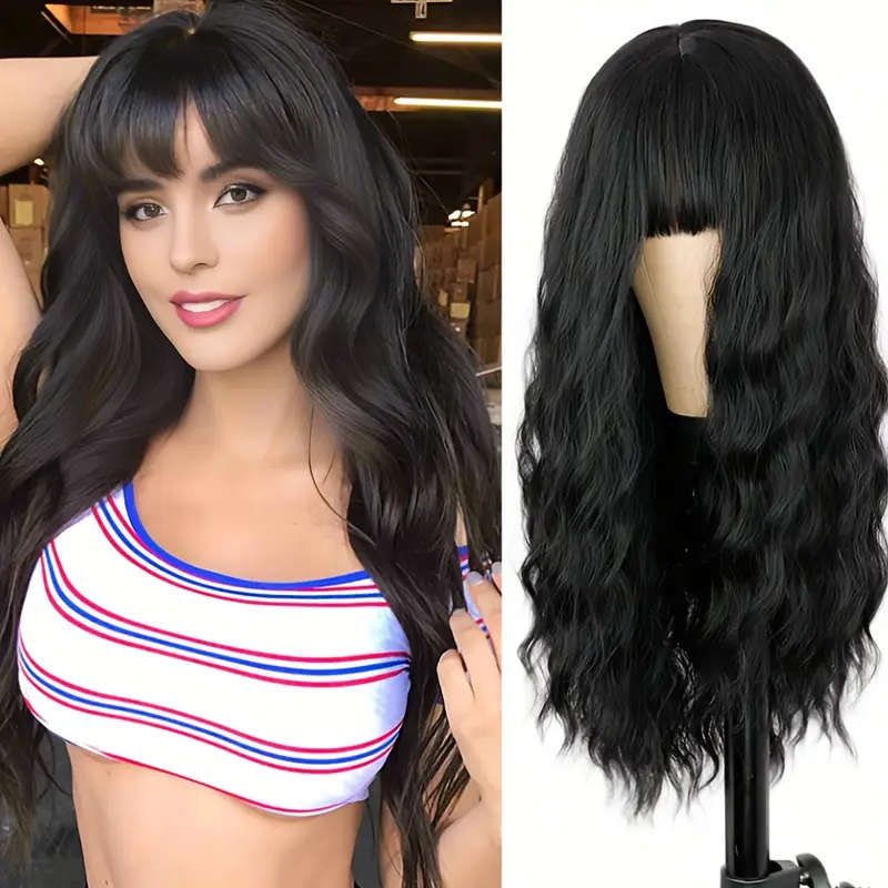 Women's Black Curly Wave Synthetic Wig