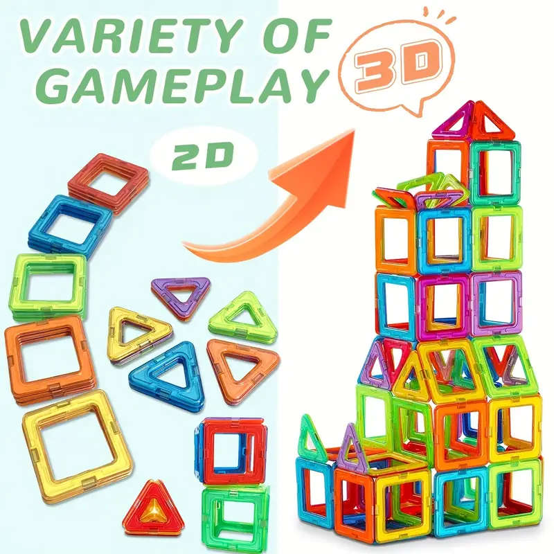 Large Magnetic Building Set - 3D STEM Learning & Creative Construction - Ideal Birthday Gift - Fun,