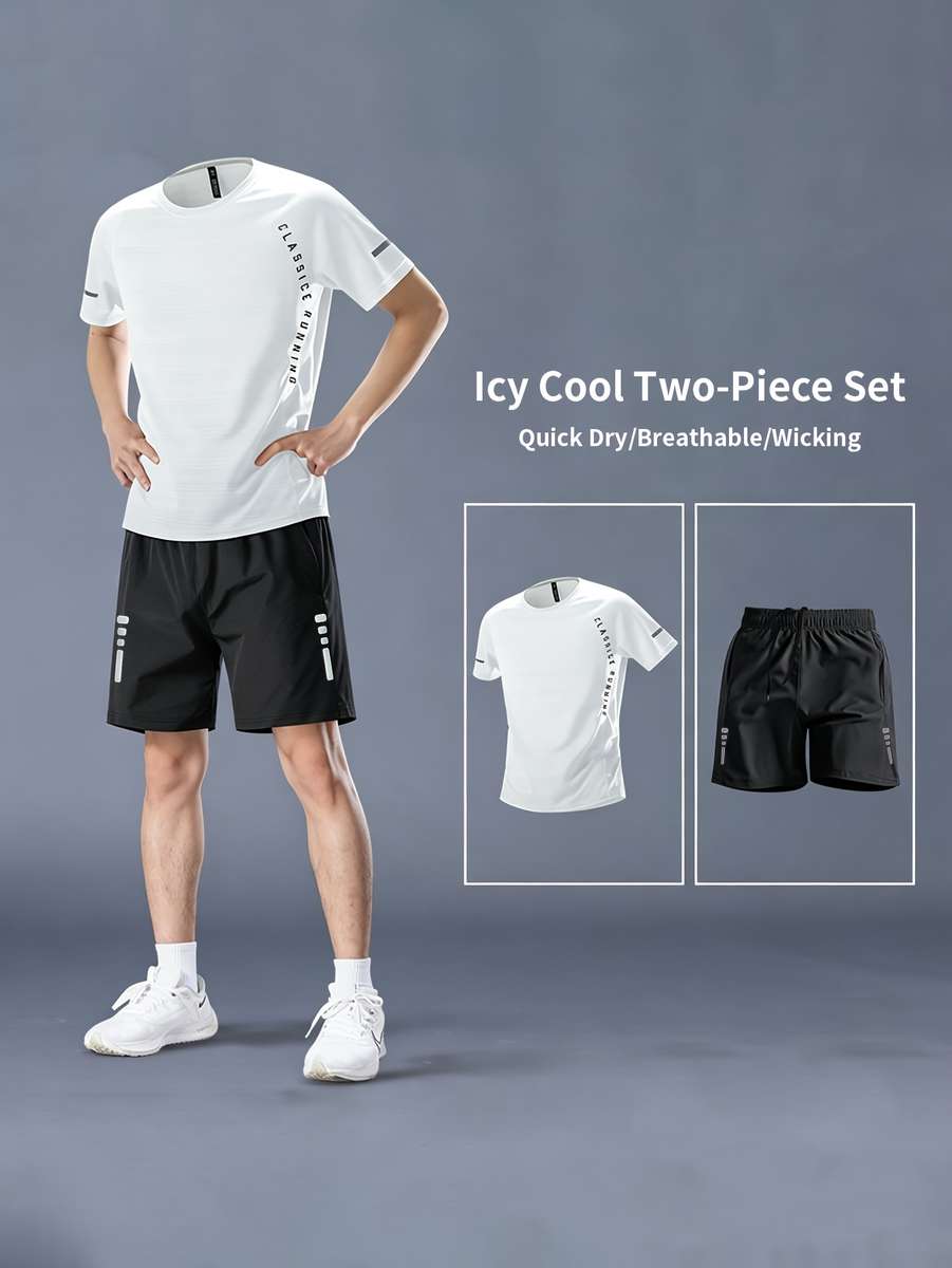 Men S Clothing Color White Two Piece Set Quick Drying Breathable Sweat Wicking Size S