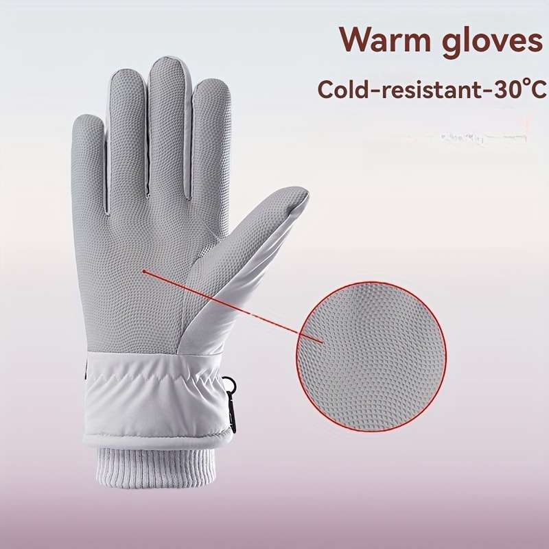 1 Pair Gray White Warm Gloves