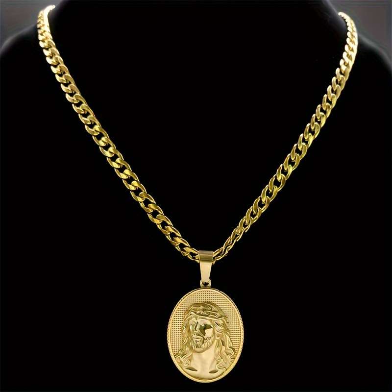 1 Piece Golden Jesus Theme Pendant