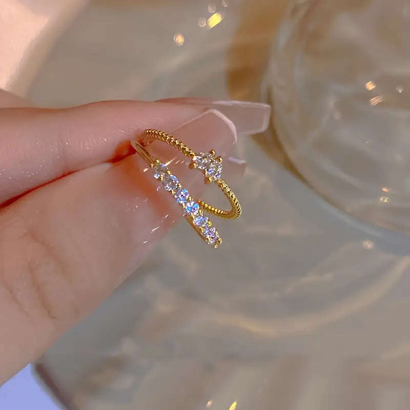 2 Piece - Rhinestone Heart & Twist Design Open Ring Set for Women