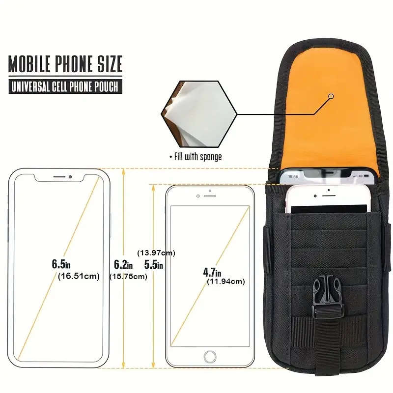 Water-Resistant Nylon Tactical Phone Pouch with Belt Clip and American Flag Patch Durable Outdoor