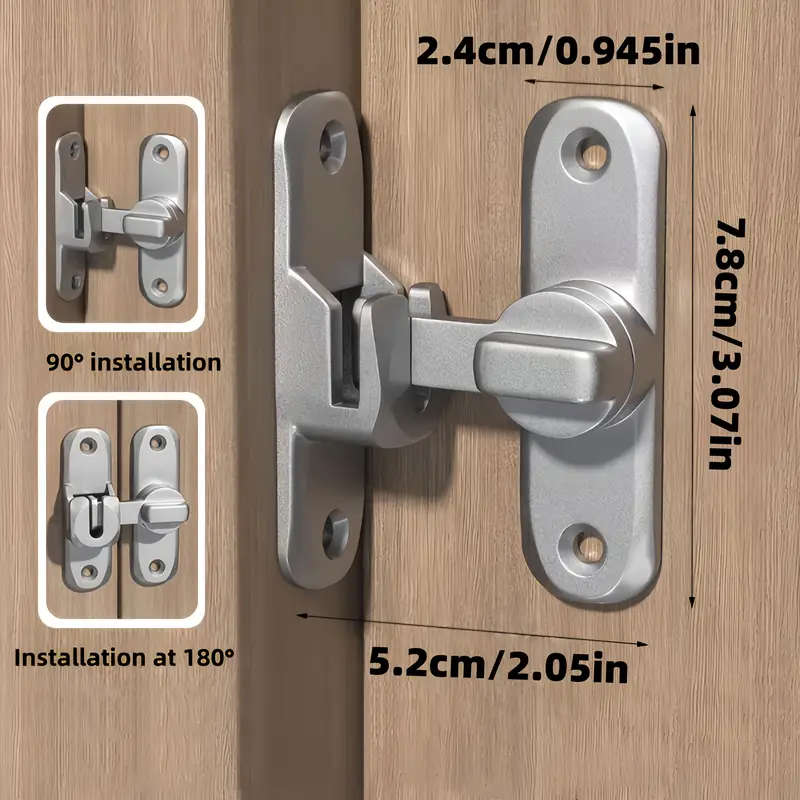 Security Door Lock Handle, Commercial/Residential Anti-Pry Lock with Adjustable Sliding 90°/180