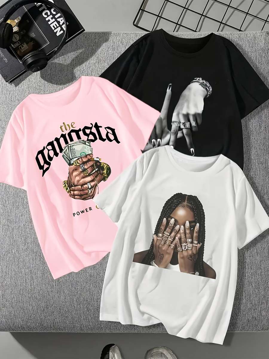 Womens T Shirt Color White Pink Black Sizexxl