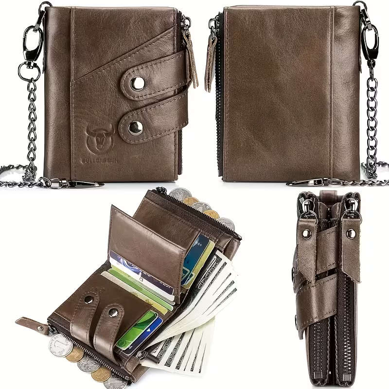 Genuine Bullcaptain Leather Wallet with Large Capacity And Multiple Card Slots