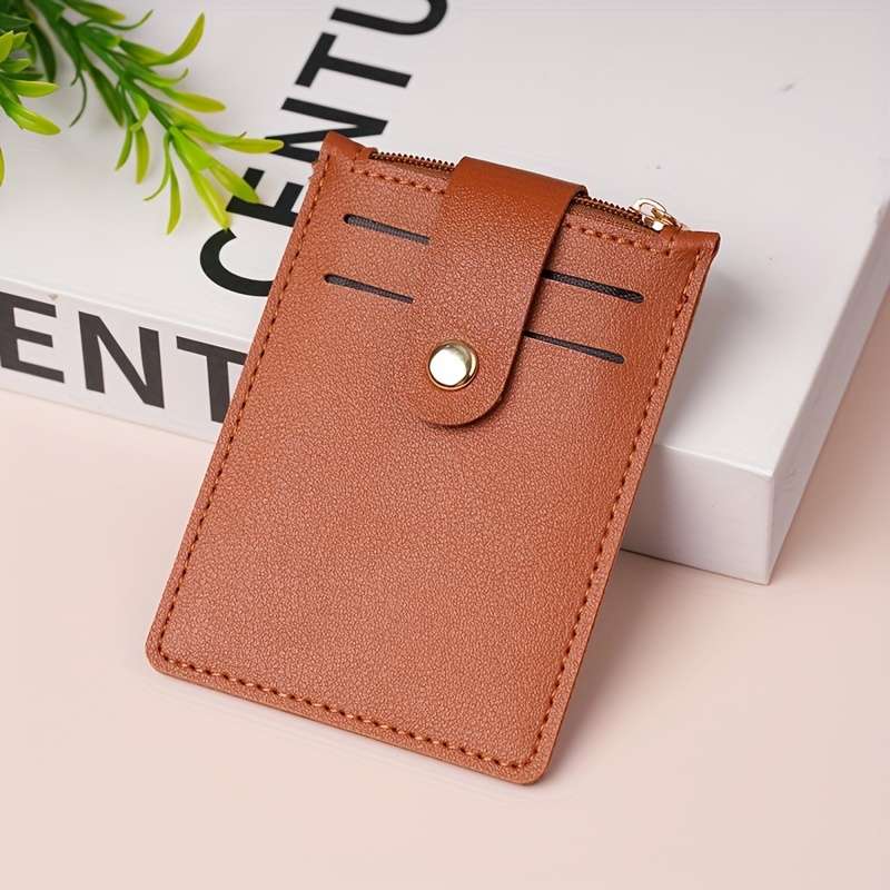 1pc Solid Trendy Card Holder Buckle Vertical Design For Traveling Shopping