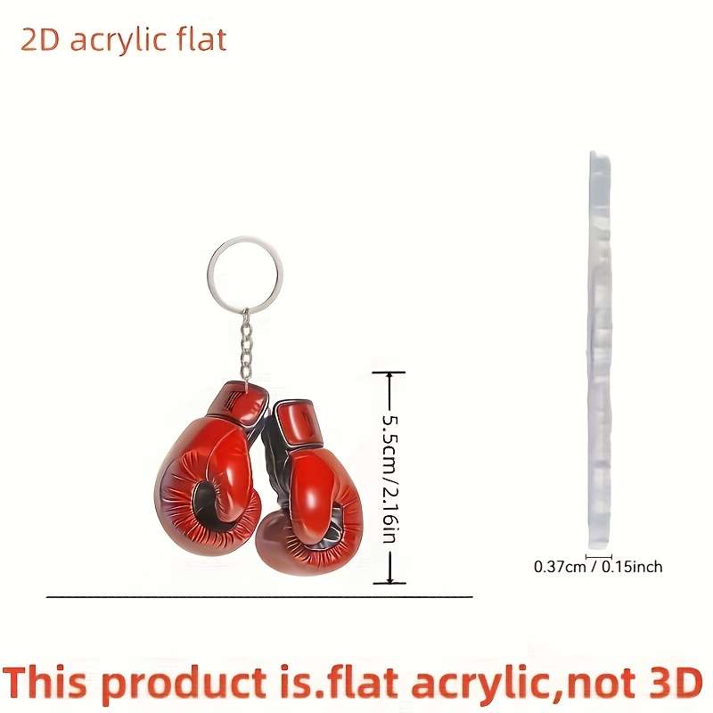 1pcs 2D Flat Charming Acrylic Boxing Gloves Keychain