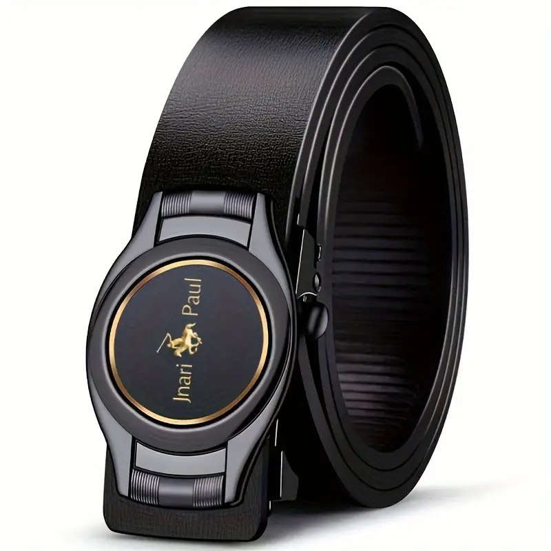 Genuine Leather Automatic Buckle Belt Blue