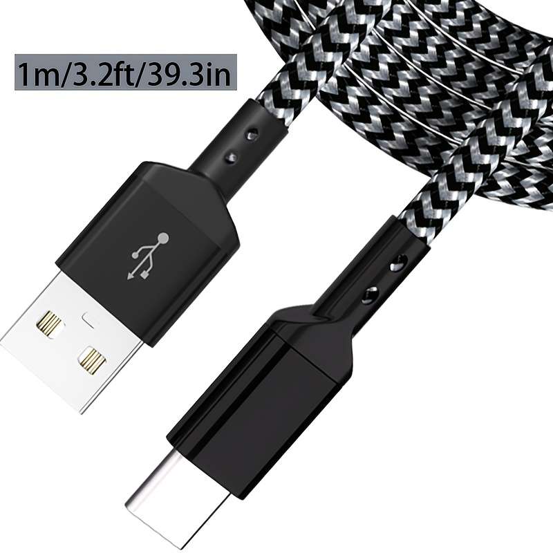 1pc 100cm USB to Type C charger nylon braided fast charging data cable for fast charging and da