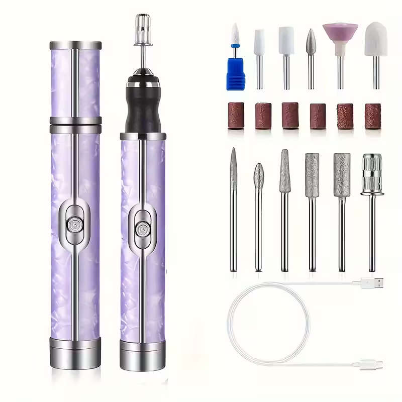 Electric Nail Drill Machine - 12 Grinding Heads Nail Machine Set