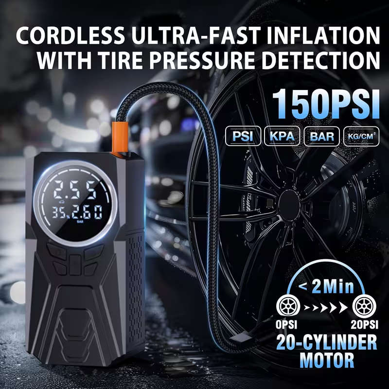 Heavy-Duty Car Emergency Booster - Tire Inflator and Jump Starter