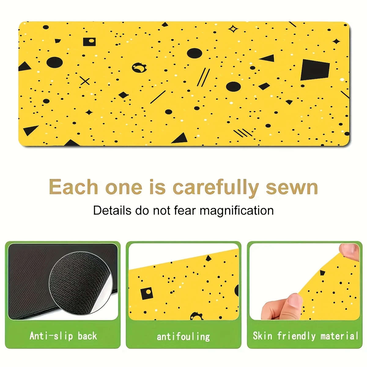 1pc 40x90cm Yellow Geometric Mouse Pad Vibrant Durable Rubber Desk Accessory