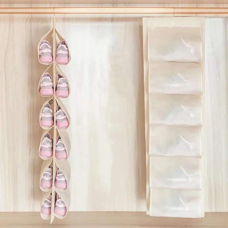 12-Compartment Foldable Dustproof Hanging Shoe Storage Bag