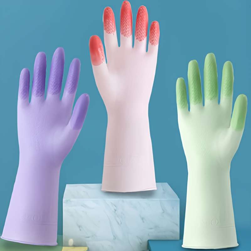 3 Pairs Random Color Size S Palm Width 7x31cm Household Cleaning Gloves