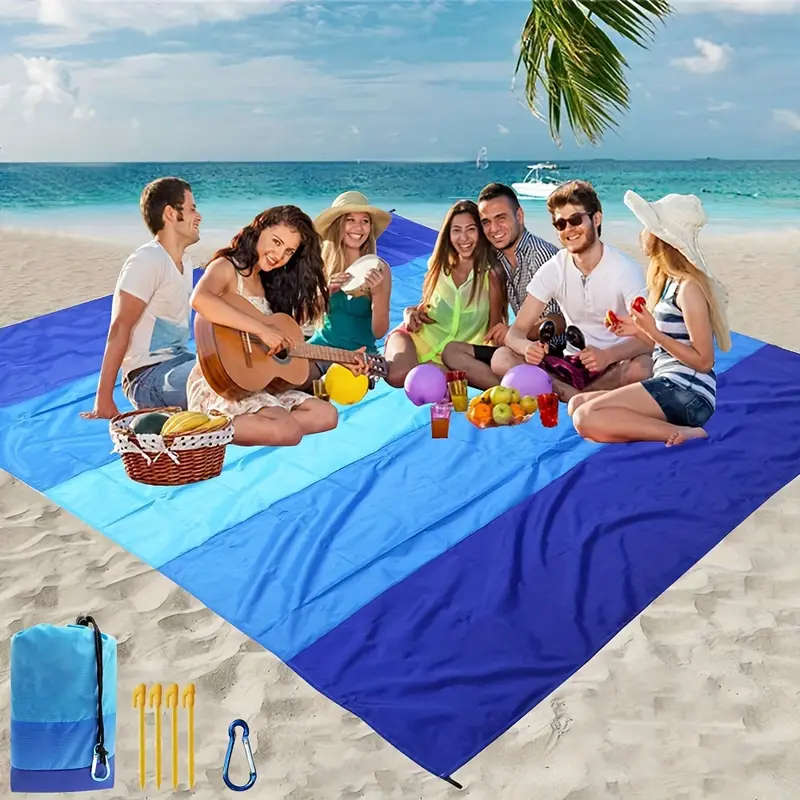 1pc Pocket Picnic Mat Size 140x200cm Portable Foldable Waterproof Moisture-proof Mat Polyester Plaid