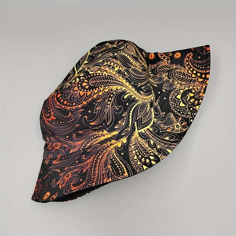 A Digital Printed Feather Pattern Bucket Hat A Cartoon Y2K Fisherman Hat And A Reversible Sun
