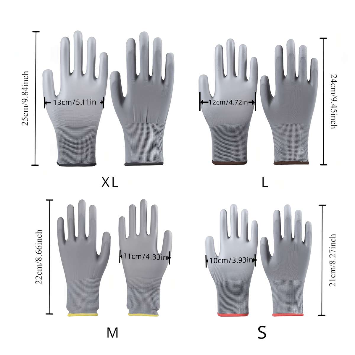 5 Pairs Size L Andpu Nylon Multi Purpose Work Gloves