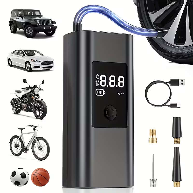 3000mAh Cordless Air Pump with Digital Tire Pressure Gauge