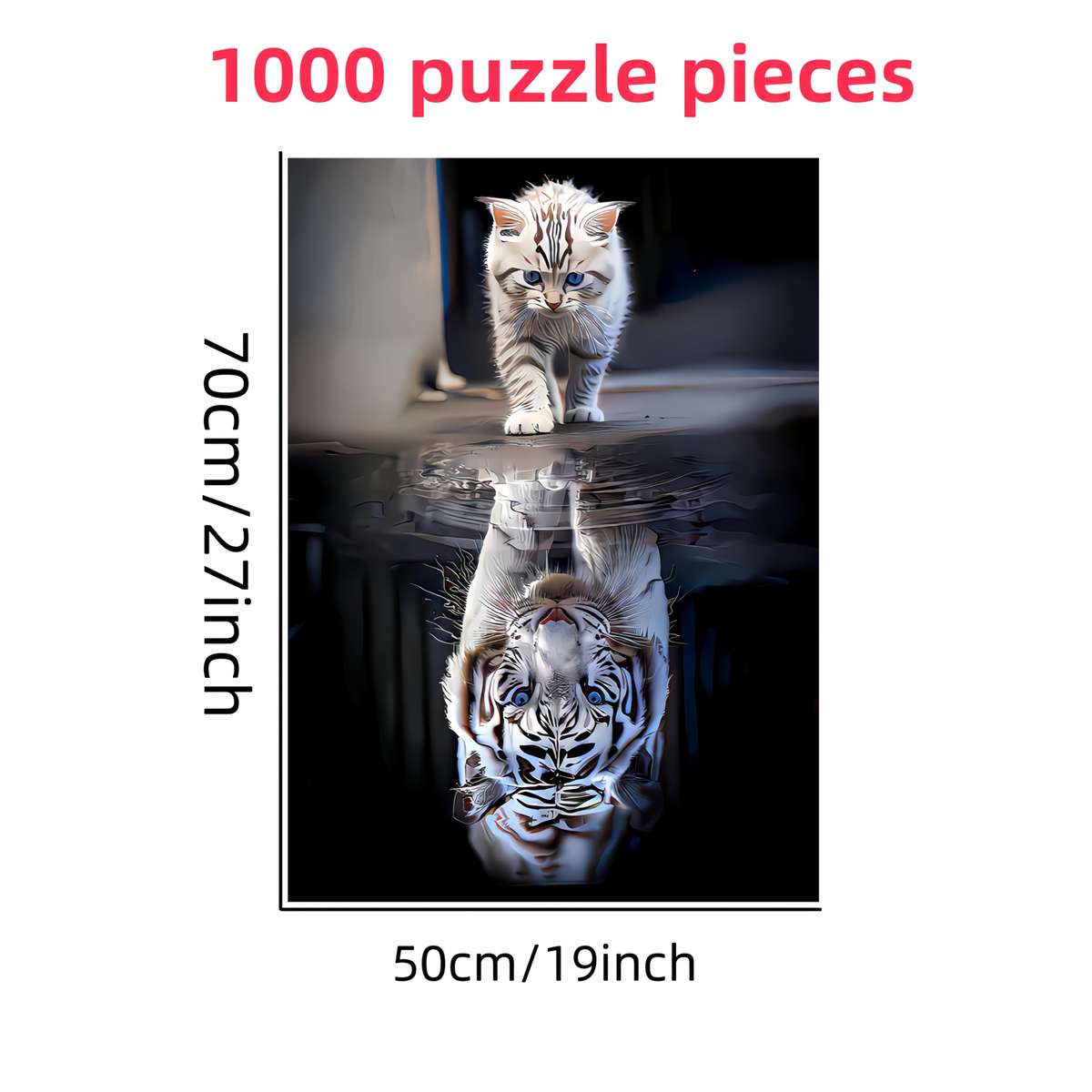 1000pcs Tiger Kitten Jigsaw Puzzle Challenging DIY Brain Teaser with Reflective A