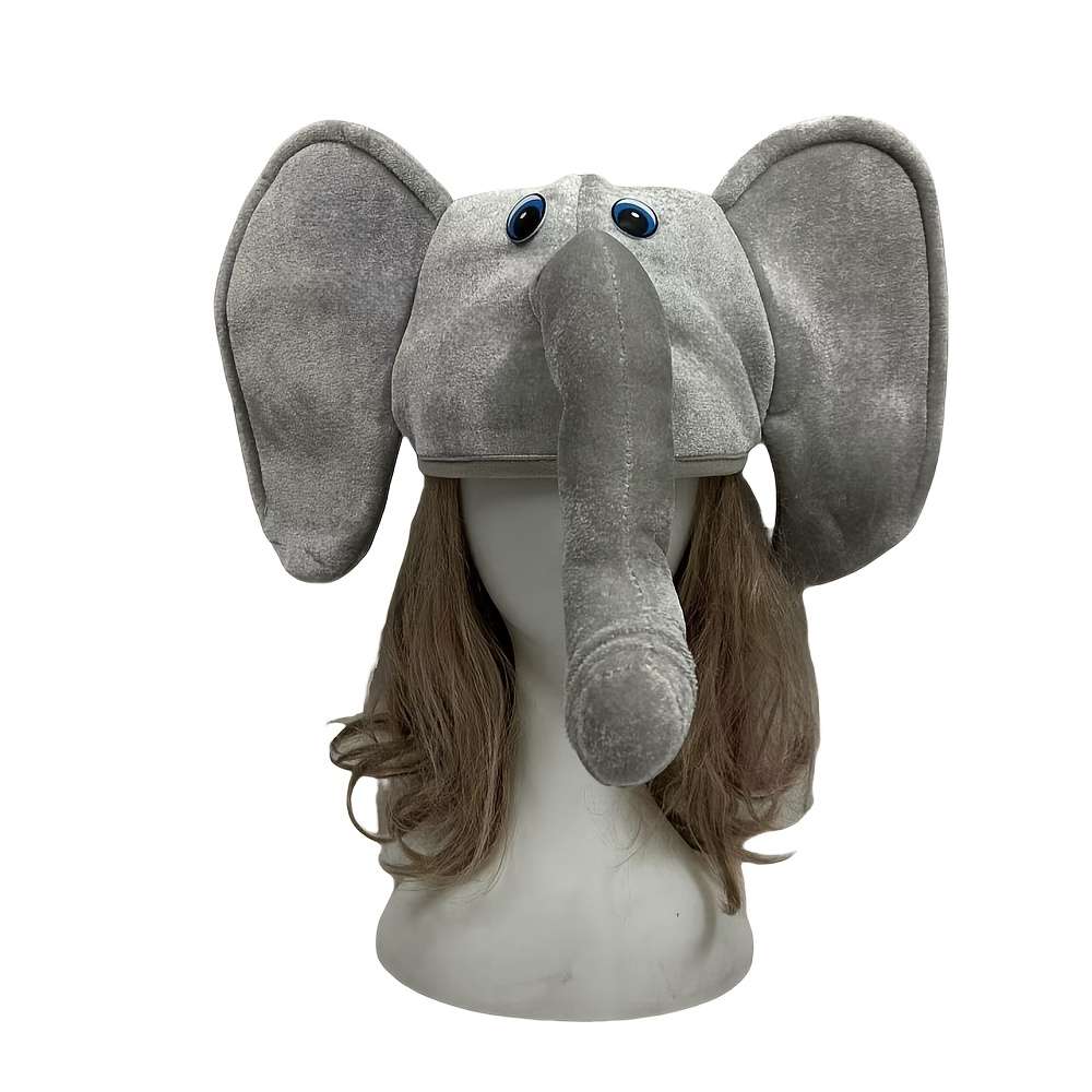 1pc Gray Elephant Hat with Blue Eyes Fun Festive Accessory for Parties Celebrations and Stage