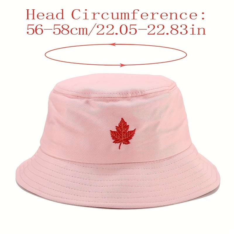 1 Fashionable Red Maple Leaf Embroidered Fisherman Hat