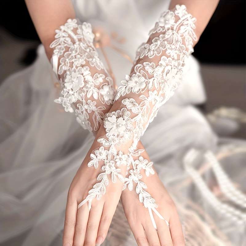 1 Pair Pure White Bridal Wedding Gloves