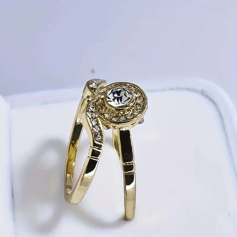 Vintage Look Ring Set with Rhinestones