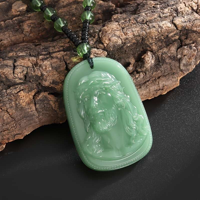 1 Piece Green Jesus Theme Pendant