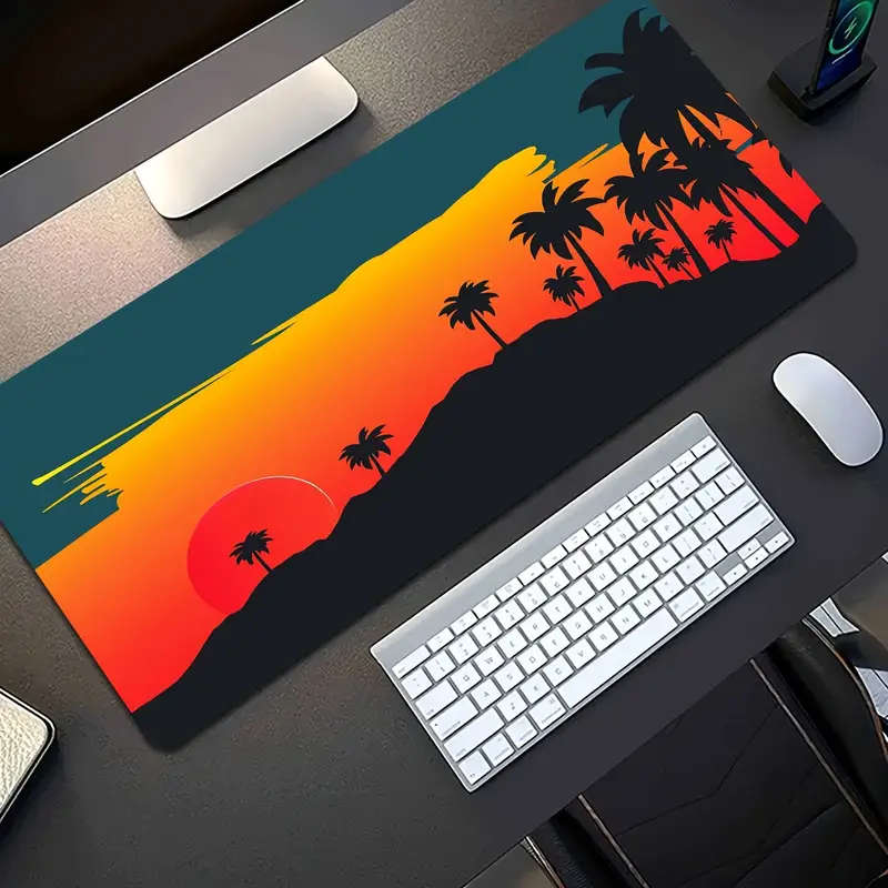 1pc 30x80cm Rainforest Sunset Palm Tree Mouse Pad Colorful Office Desk Accessory