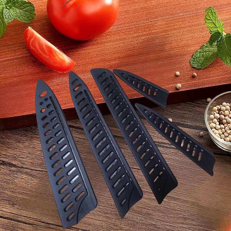 5pcs Black Chef Knife Sleeves Durable Polypropylene Sheath for Outdoor Kitchen Use Protect