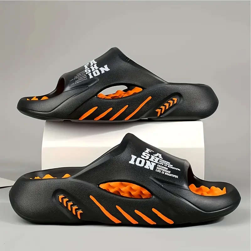 Fashion Slippers Black And Orange 44-45