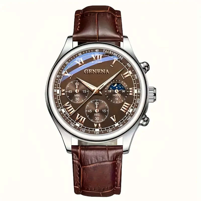 A New MenS Business Casual Round Quartz Wristwatch
