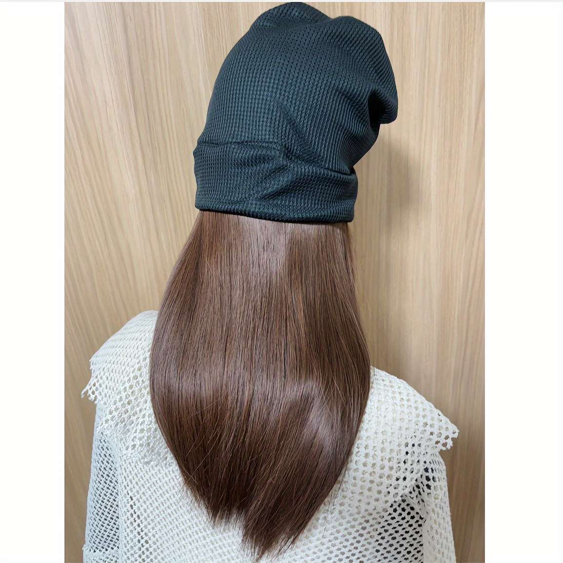 1Pc Gray Hat Honey Tea Color Wig 35.56cm Fashion Design Wig