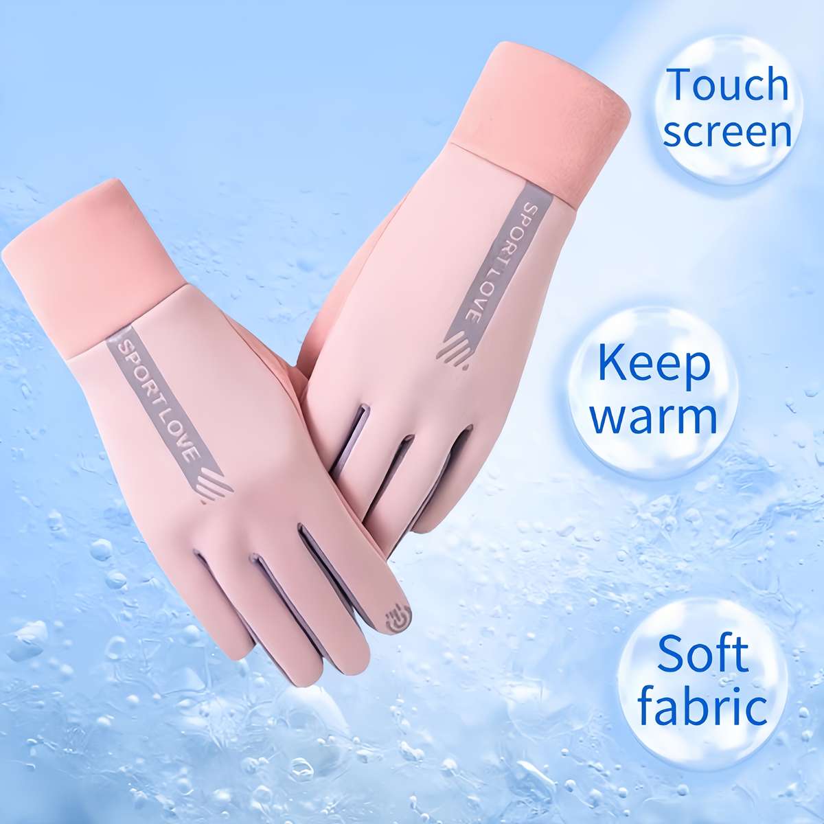 1 Pair Pink Warm Gloves