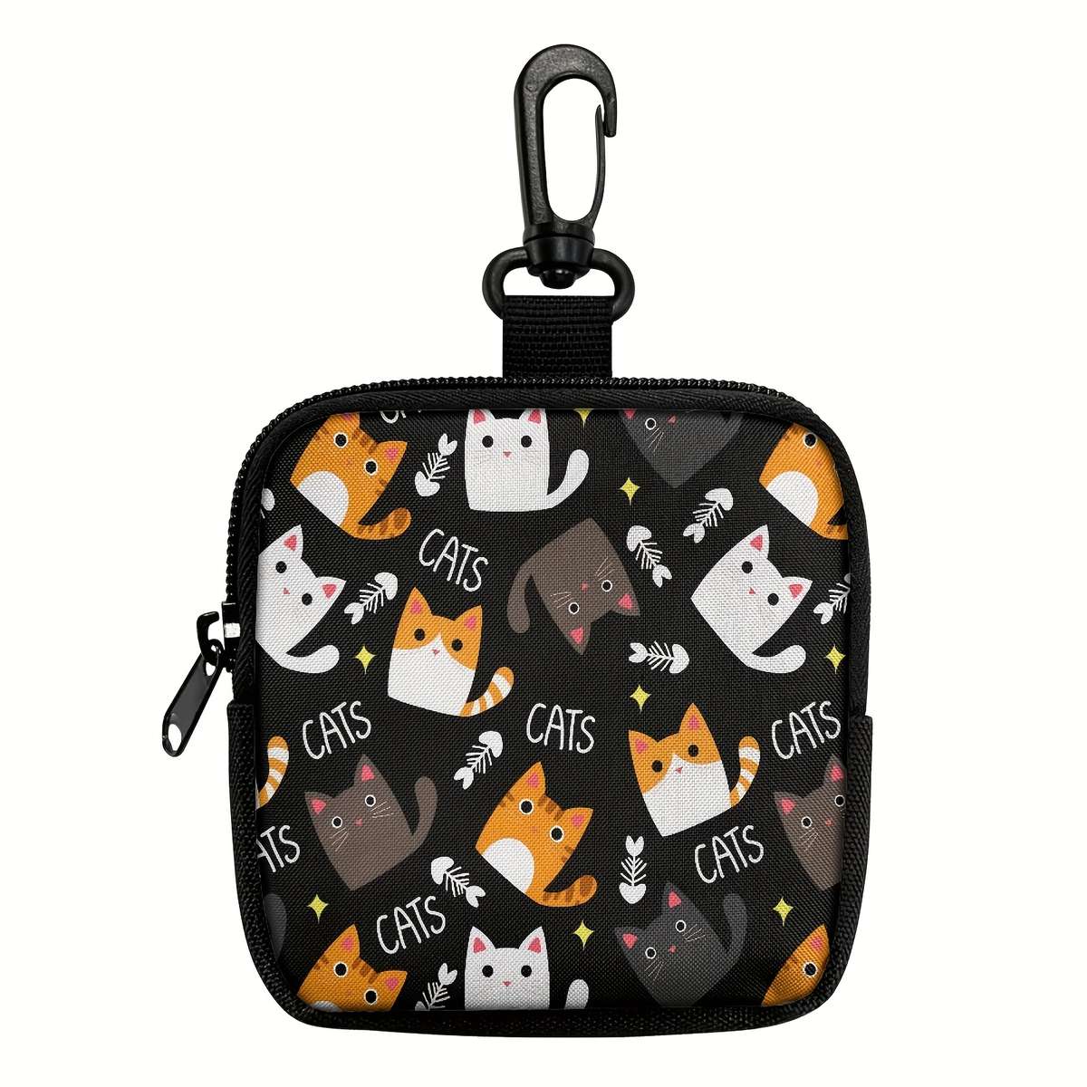 Cute Cat Keychain Coin Purse With Zipper Pocket Multifunctional Hanging Storage Wallet Machin