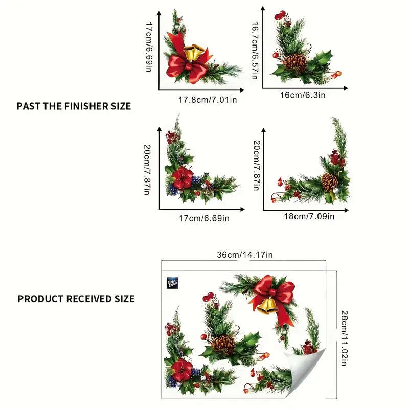 4-Piece Christmas Cane Decorative Window Stickers