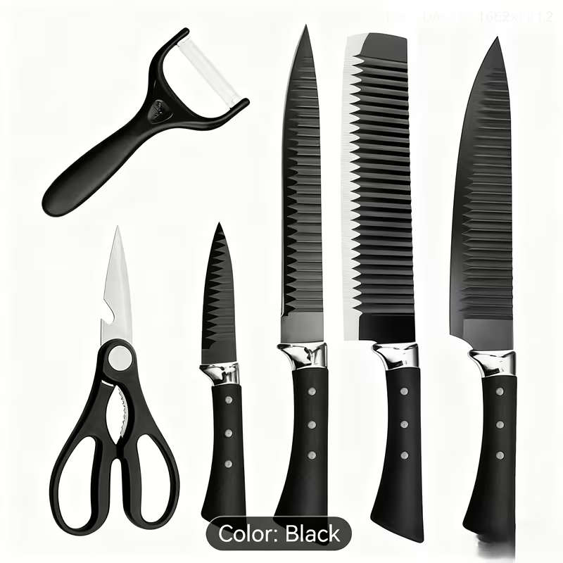 6Pcs Stainless Steel Textured Knife Set