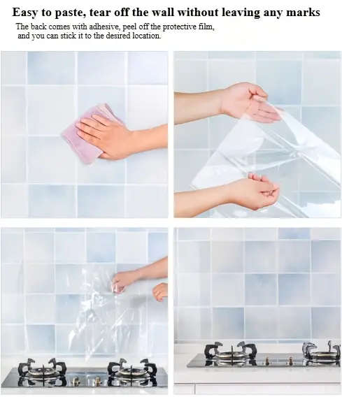 1 Roll Of High Temperature Resistant Pet Kitchen Splashback Stickers