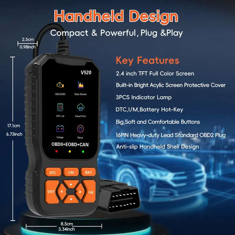 Professional OBD2 Scanner Tool Enhanced Engine Code Reader with Reset DTC Cloud Print I/M Readiness