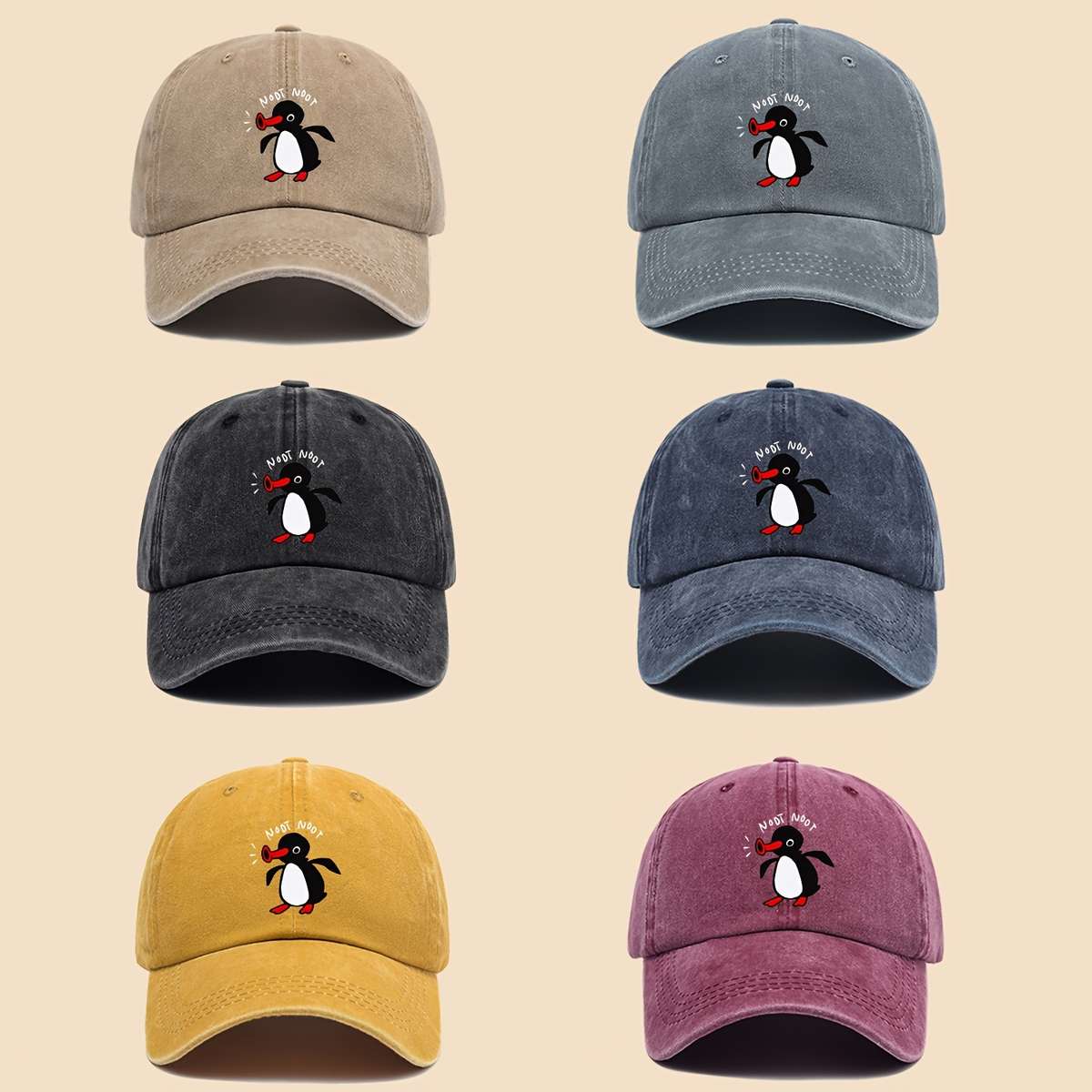 NOOT Baseball Cap with a Unisex Fun Print of Pingu And Pinga a Curved-Brim Hat Suitable