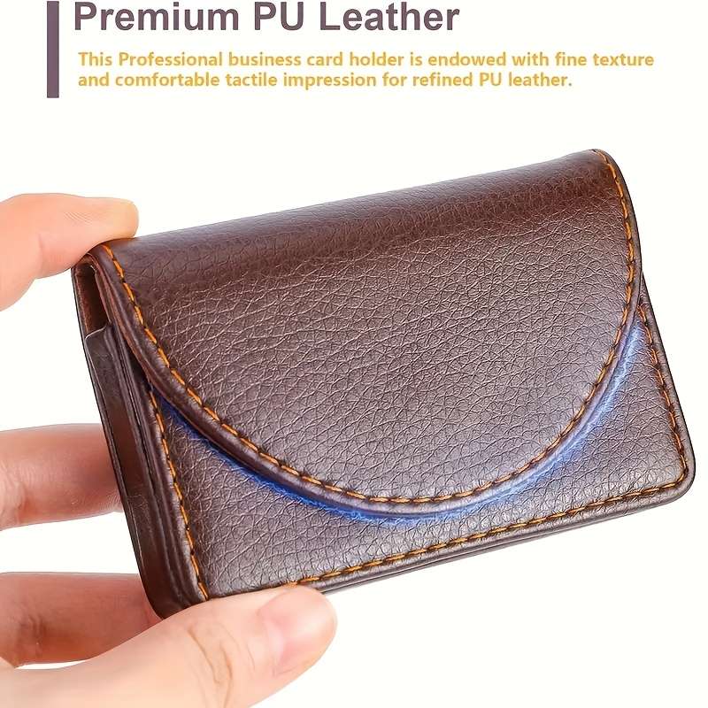 1pc Crocodile Pattern Faux Leather Business Card Holder Magnetic Closure Non-Braided Office