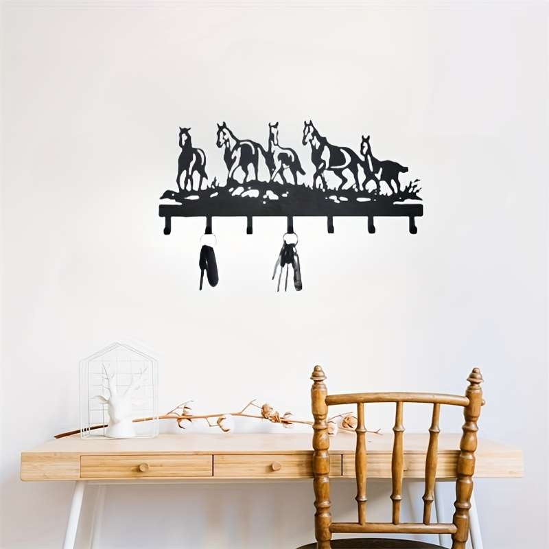 5-Horse Metal Wall Art HooksStylish Key Coat and Bag Holder for Living Room Office or Bathroo