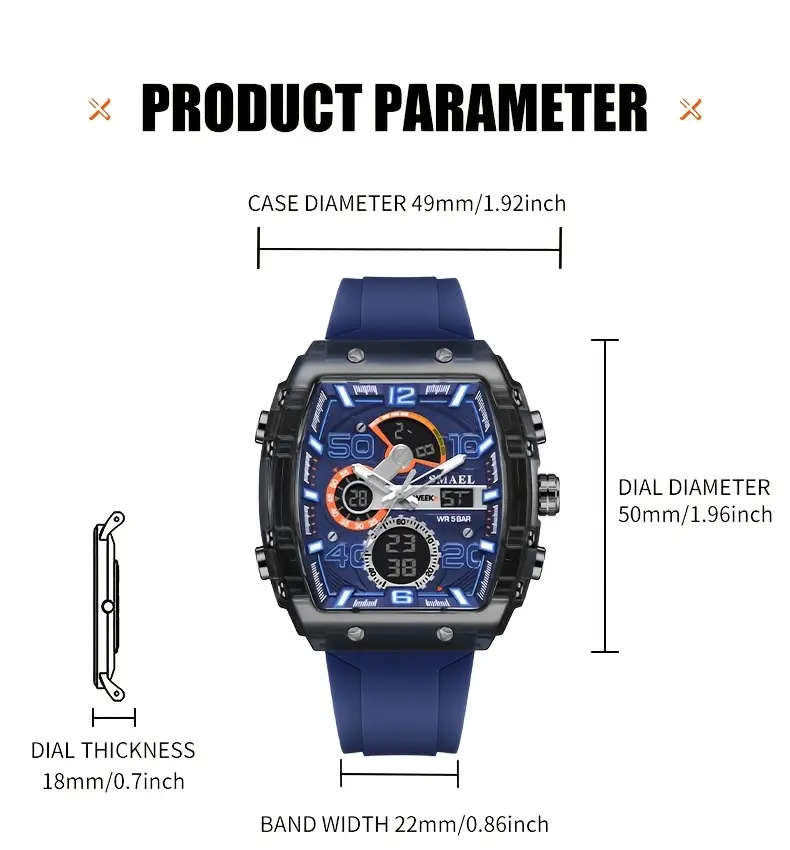 SMAEL Men's Stylish Digital Watch - All Black