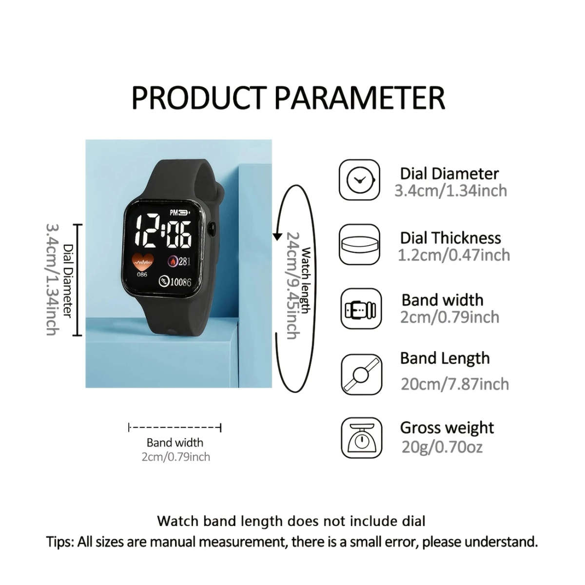 4pcs set Men'S Luxury Business Casual Watch Set Digital Square Plastic Case Silicone Strap