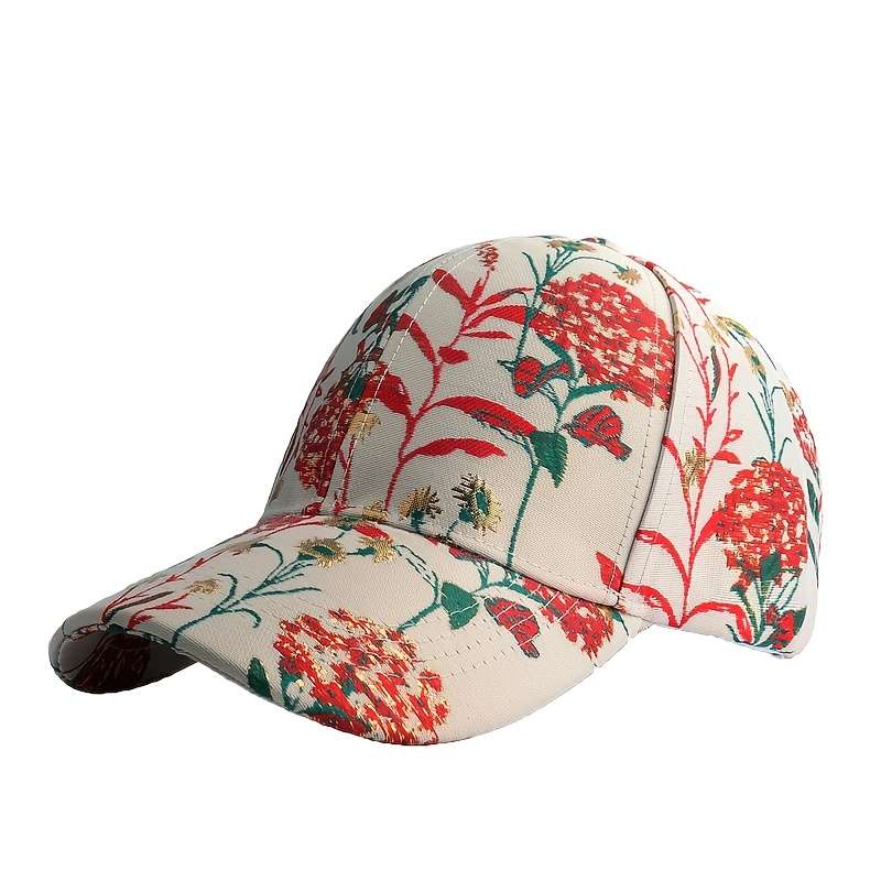 Adjustable Women'S Floral Dandelion Golden Thread Jacquard Baseball Cap Breathable Polyeste